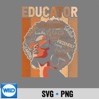 Black Educator Queen Black History Month Melanin SVG PNG Cut File