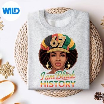 Alternative view of I Am Black History 67 Afro Woman African American Pride SVG PNG Cut File