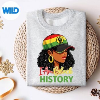 Alternative view of I Am Black History Month Afro Melanin Beauty Girls SVG PNG Download