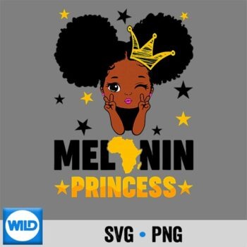 Melanin Princess Black History Month Afro American Girls SVG PNG Digital Design