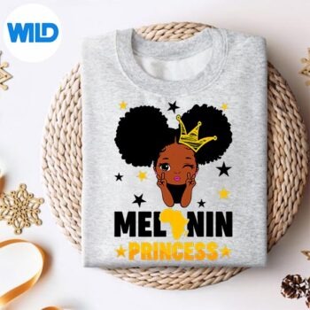 Alternative view of Melanin Princess Black History Month Afro American Girls SVG PNG Digital Design