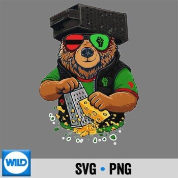 Retro Bear With Cheese Grater Hat And Glasses Black History SVG PNG Digital Design