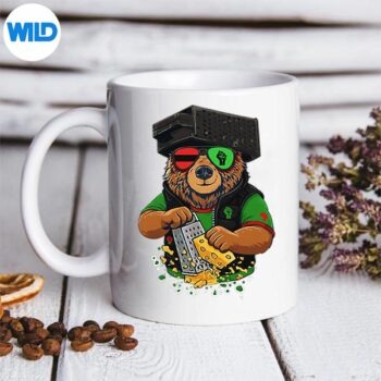 RetroBearWithCheeseGraterHatAndGlassesBlackHistorymug