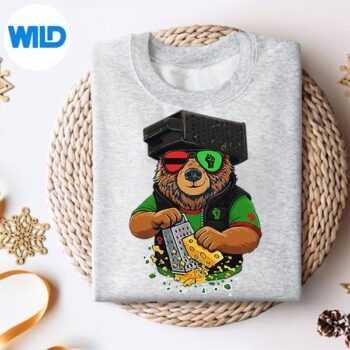 Alternative view of Retro Bear With Cheese Grater Hat And Glasses Black History SVG PNG Digital Design