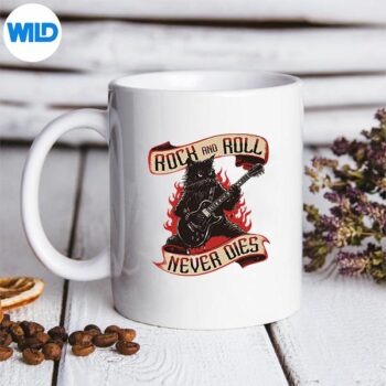 BlackCatPlayingElectricGuitarRockNRollGothicRockermug