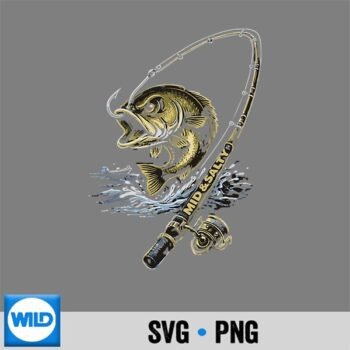 Mid Salty Angry Bass Fishing Color Digital Design PNG