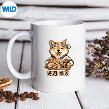 ShibaInuDogEatingSushiJapaneseFoodKawaiimug