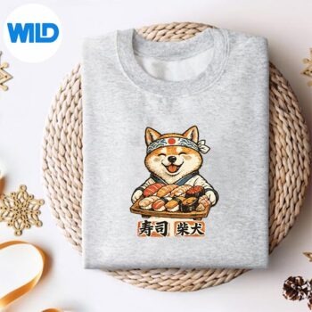 Alternative view of Shiba Inu Dog Eating Sushi Japanese Food Kawaii Design for Cricut PNG
