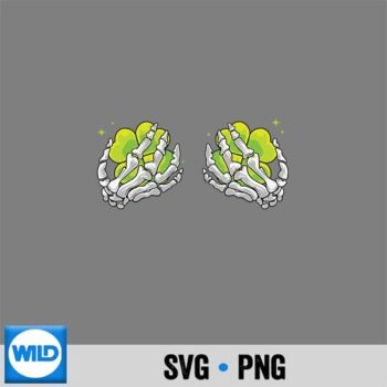 St Patrick Day Skeleton Hand Clover Chest Saint Pattys Design for Cricut PNG