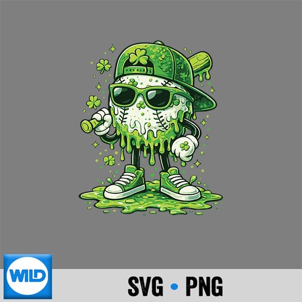 St Patricks Day Baseball Ice Cream Drip Shamrock Cut File PNG 1 St Patricks Day Baseball Ice Cream Drip Shamrock Cut File PNG