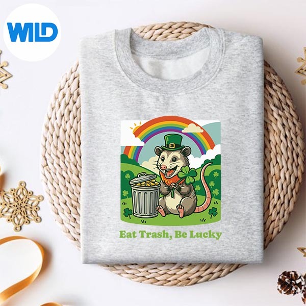 St Patricks Day Opossum Eat Trash Be Lucky Leprechaun Hat Digital Download PNG 2 St Patricks Day Opossum Eat Trash Be Lucky Leprechaun Hat Digital Download PNG - Image 2