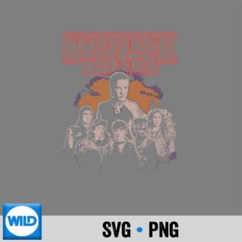 Stranger Things Group Portrait Shot In Black And White SVG PNG Cut File PNG