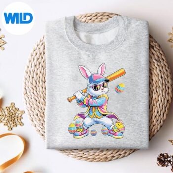 Alternative view of Tie Dye Rabbit Baseball Easter Bunny Digital Download PNG