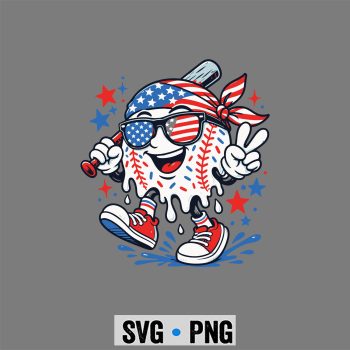 4th of July Baseball Drip Patriotic American Flag SVG PNG