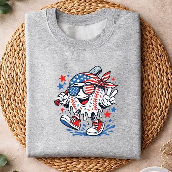 Alternative view of 4th of July Baseball Drip Patriotic American Flag SVG PNG