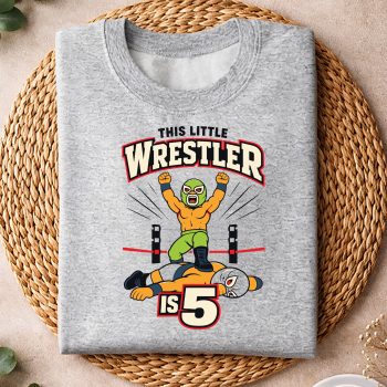 Alternative view of 5th Wrestling Birthday Party This Little Wrestler is 5 SVG PNG