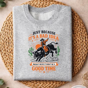 Alternative view of Bad Idea Good Time Vintage Rodeo Cowboy Bull Rider SVG PNG