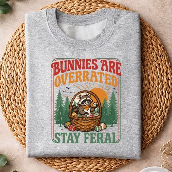 Alternative view of Bunnies are Overrated Stay Feral Funny Easter Raccoon SVG PNG