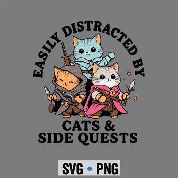 Cats Side Quest Distracted Tabletop Funny Gaming SVG PNG