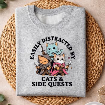 Alternative view of Cats Side Quest Distracted Tabletop Funny Gaming SVG PNG