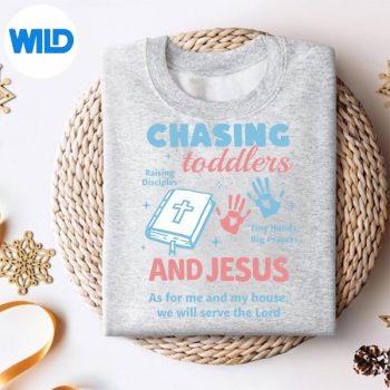 Alternative view of Christian Mom Chasing Toddlers Jesus Mother's Day SVG PNG