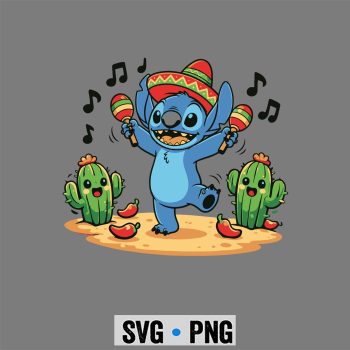 Classic Shop 57 Cinco De Mayo Stitch Blue Alien Sombrero Maracas Design Fiesta Party SVG PNG