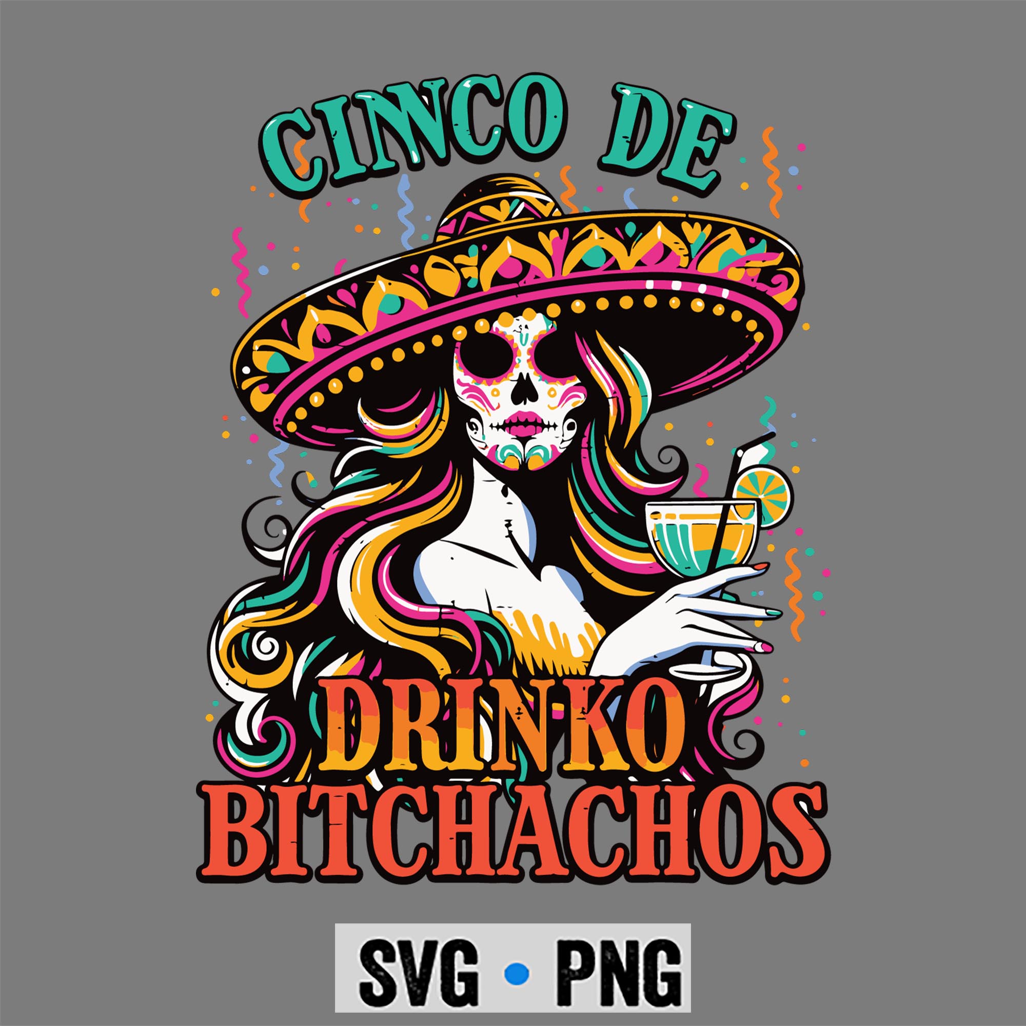 Cinco De Mayo Woman Sugar Skull Fiesta Party Mexican SVG PNG 1 Cinco De Mayo Woman Sugar Skull Fiesta Party Mexican SVG PNG