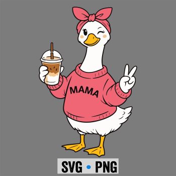 Classic Shop 27 Coquette Goose Mama Drinking Coffee SVG PNG