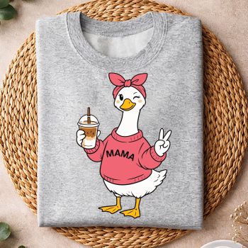 Alternative view of Coquette Goose Mama Drinking Coffee SVG PNG
