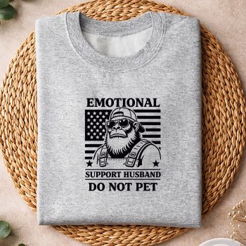 Alternative view of Emotional Support Husband Do Not Pet Funny Monkey SVG PNG