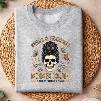 Alternative view of Feral and Unhinged Moms Club Skull Mom SVG PNG