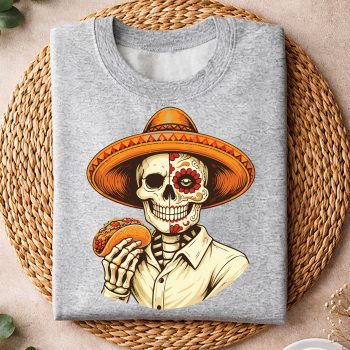 Alternative view of Funny Cinco De Mayo Skeleton Eating Taco Lover Sombrero SVG PNG
