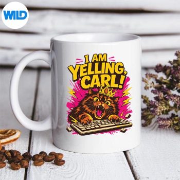 FunnyIAmYellingCarlDonutCatMememug