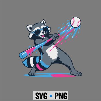Funny Raccoon Baseball Ice Cream Drip SVG PNG