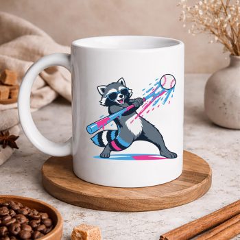 FunnyRaccoonBaseballIceCreamDripmug