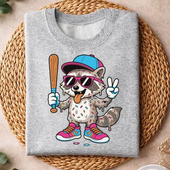 Alternative view of Funny Trash Panda Raccoon Baseball SVG PNG