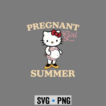 Pregnancy, Hello Kitty Mom Pregnant Girl Summer Funny Baby Announcement SVG PNG