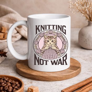 KnittingNotWarCatYarnmug