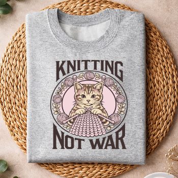 Alternative view of Knitting Not War Cat Yarn SVG PNG