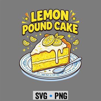 Classic Shop 41 Lemon Pound Cake Slice Retro Dessert SVG PNG