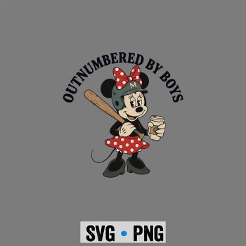 Minnie Mom Mothers Day Outnumbered By Boys Baseball SVG PNG