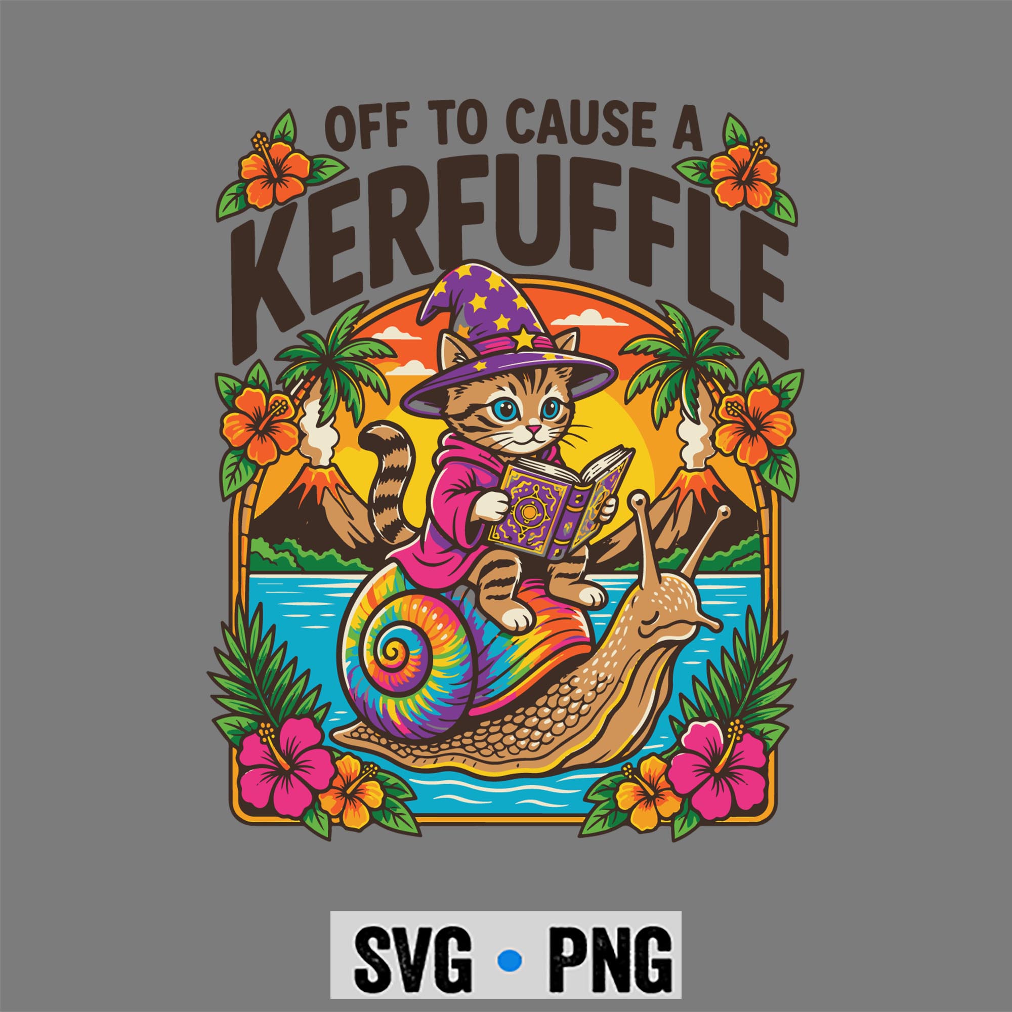 Off to Cause A Kerfuffle Wizard Cat Riding Snail SVG PNG 1 Off to Cause A Kerfuffle Wizard Cat Riding Snail SVG PNG