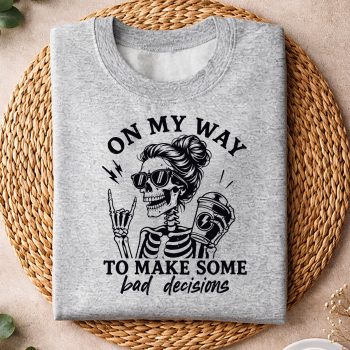 Alternative view of On My Way to Making Bad Decisions Skeleton Coffee Girl SVG PNG
