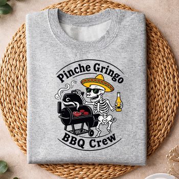 Alternative view of Pinche Gringo BBQ Crew Skeleton Pig Grilling Beer SVG PNG