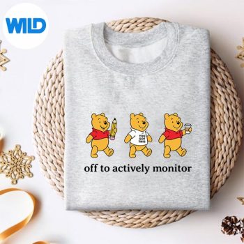 Alternative view of Pooh Off to Actively Monitor Teacher Testing Day SVG PNG