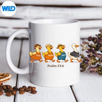 Psalm236BibleVerseFarmAnimalsDucksmug