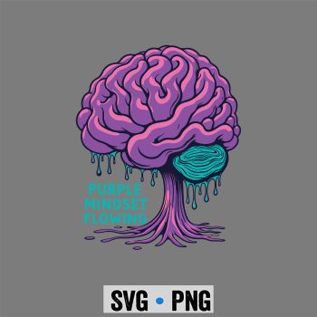 Purple Mindset Flowing Brain SVG PNG