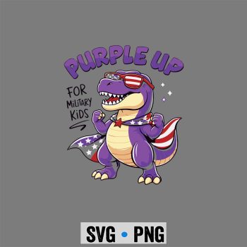 Purple Up Military Child Month Dinosaur SVG PNG