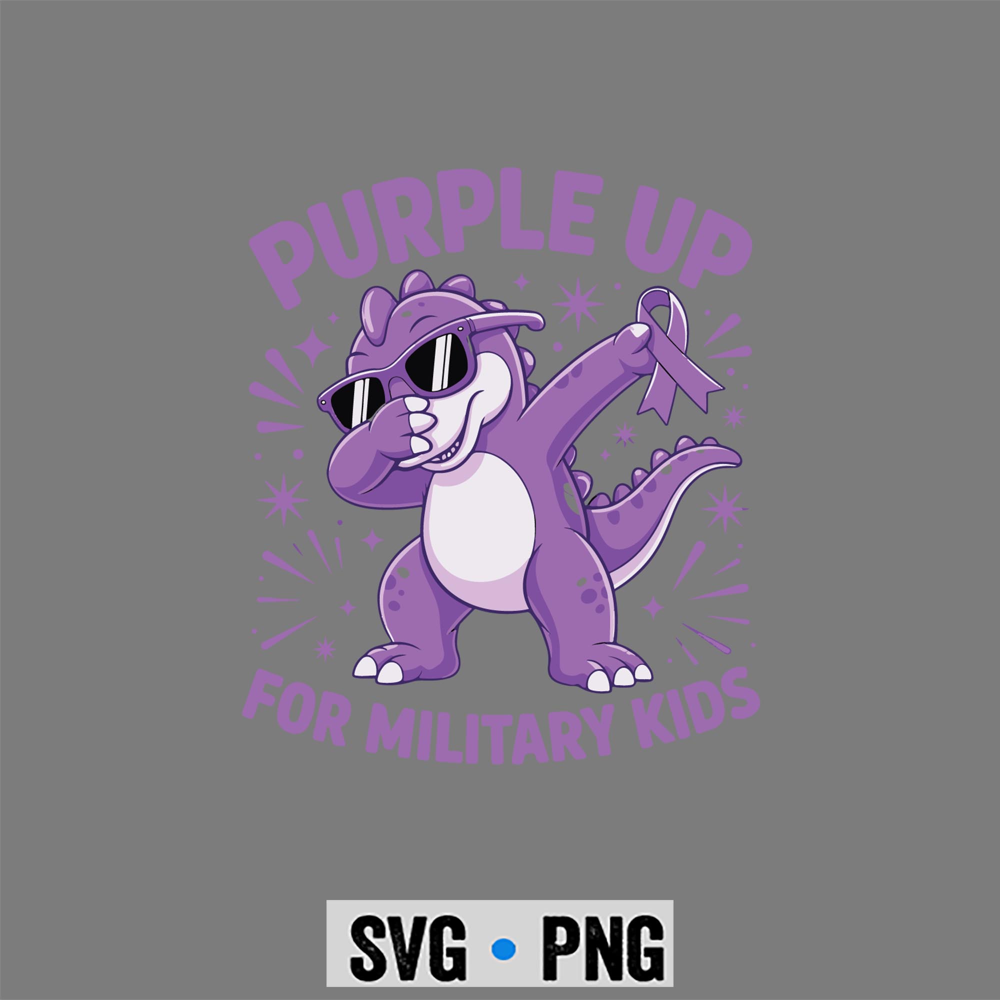 Purple Up for Military Kids Military Child Month Dinosaur SVG PNG 1 Purple Up for Military Kids Military Child Month Dinosaur SVG PNG