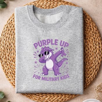 Alternative view of Purple Up for Military Kids Military Child Month Dinosaur SVG PNG